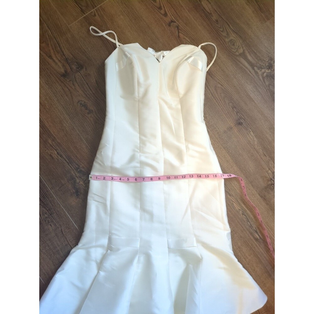 Suzanne Ermann White Wedding Dress Midi Silk Blend 40 US8 - Picture 9 of 12